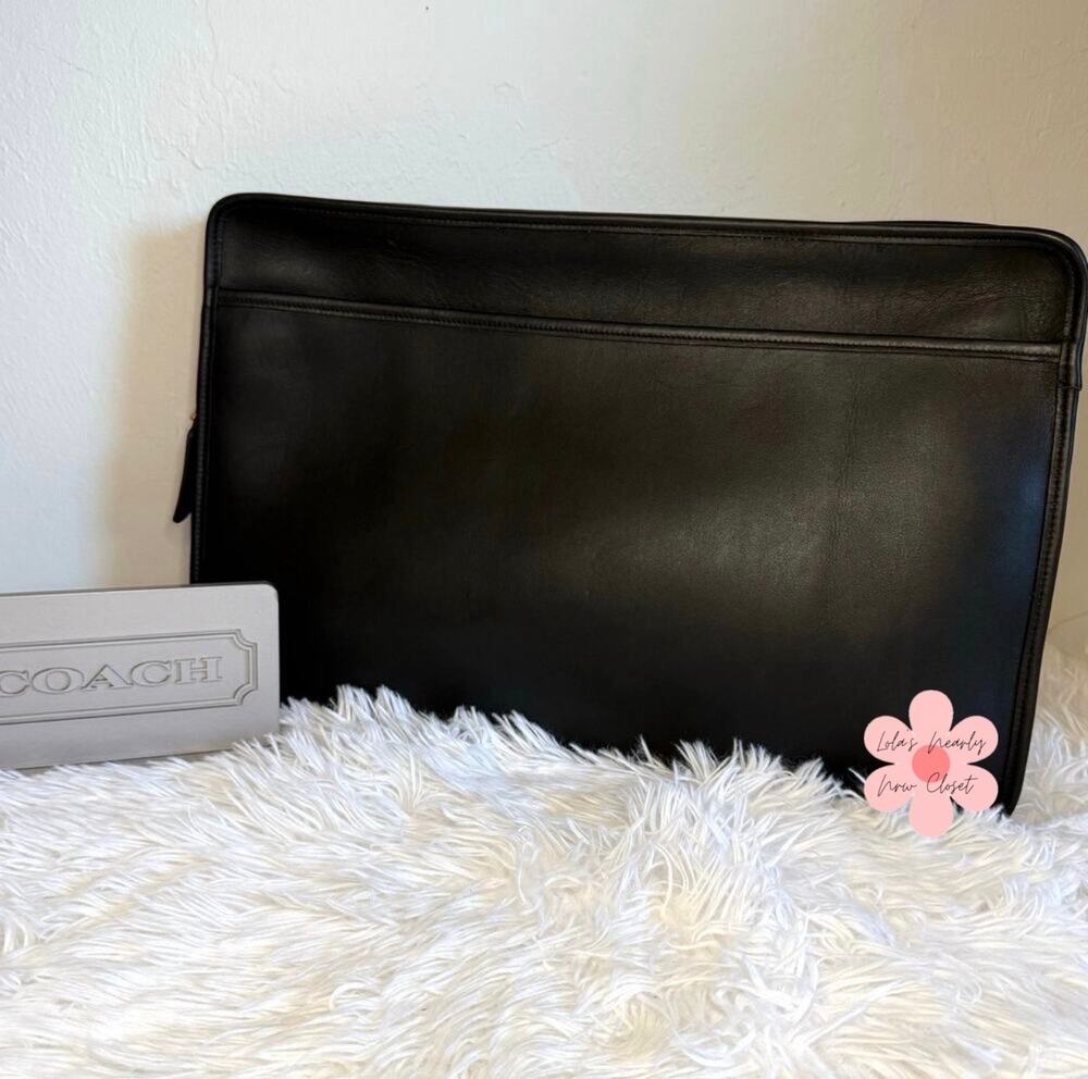 Vintage Coach 5225 Black Leather Document Laptop Portfolio Brief Case USA 1995